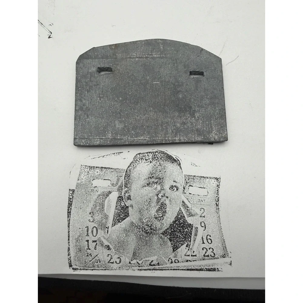Vintage Letterpress Printing Block Baby in Calendar Printer Cut Printing Plate